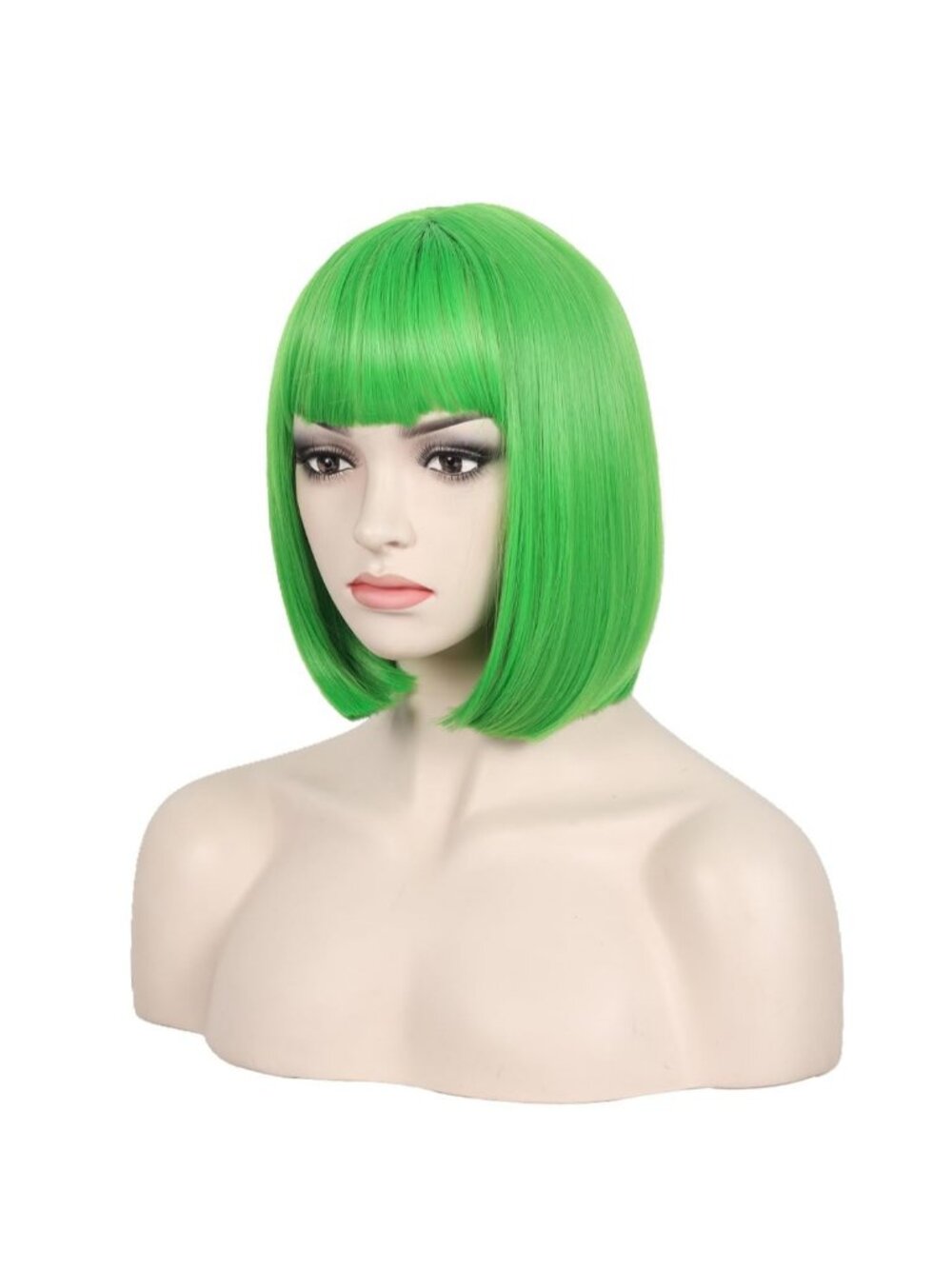 Women's Light Green 12 Inch Straight Blue Bob Wig Synthetic Cosplay Costume Hair